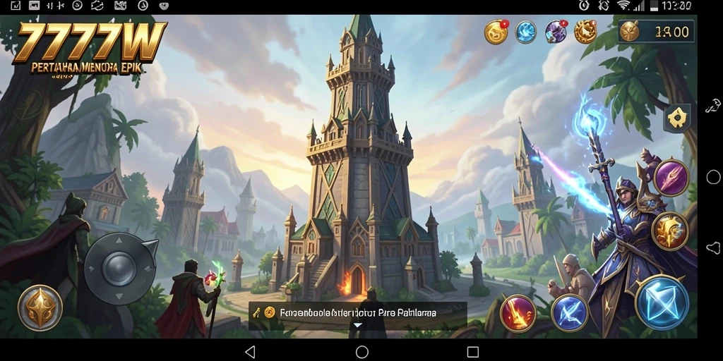 Tangkapan layar aksi pertempuran di game Tower Defense 7777W.