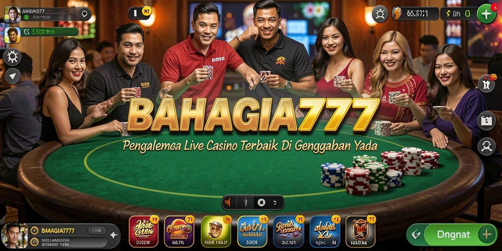 Gameplay Live Casino dengan dealer langsung dan pemain lainnya.