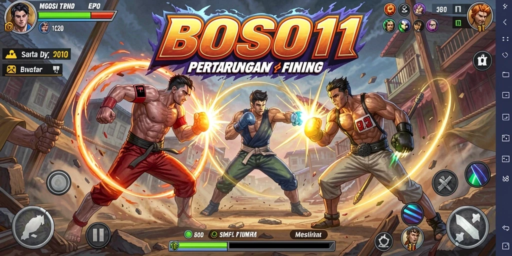 Gameplay mendebarkan dalam pertarungan Fighting BOS01.