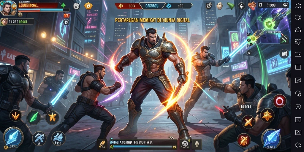 Tangkapan layar gameplay EUROTOGEL menampilkan aksi pertarungan yang seru.