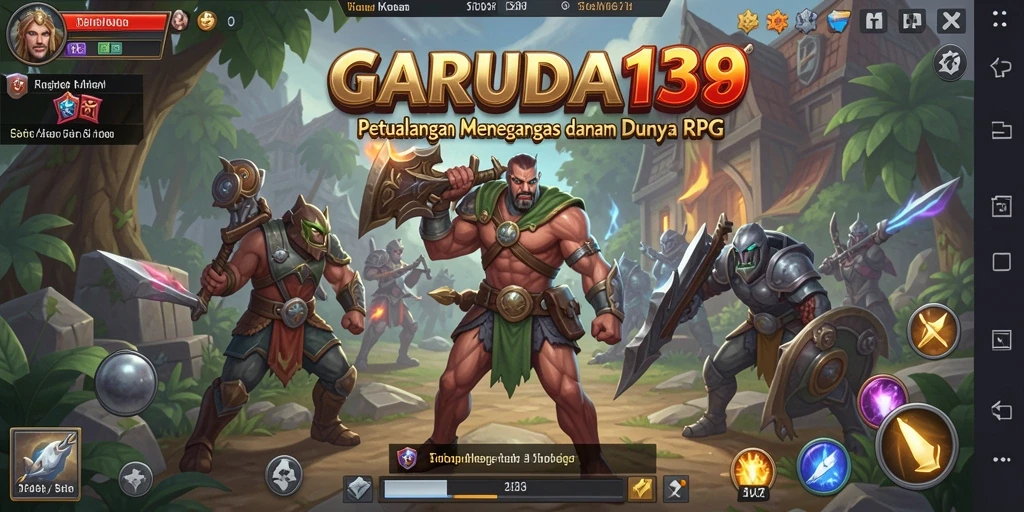 Screenshot gameplay GARUDA138 yang menunjukkan pertarungan epik RPG.
