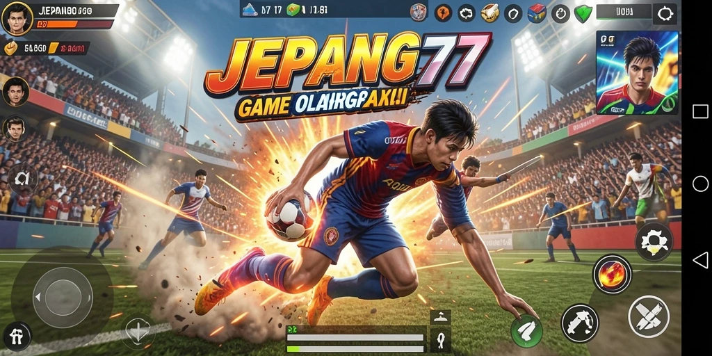 Tampilan gameplay seru dalam JEPANG77 menampilkan pertandingan mendebarkan.