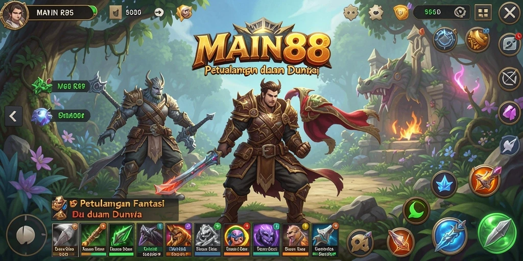 Tampilan gameplay RPG MAIN88 yang memukau dengan karakter bertempur melawan monster.