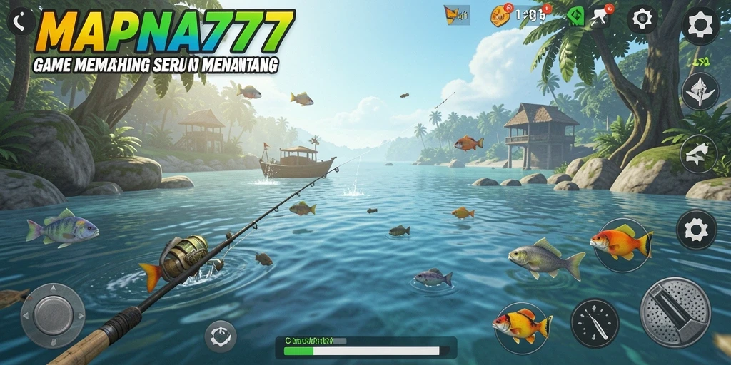 Tampilan gameplay MAPNA777 yang menampilkan aksi memancing yang seru.