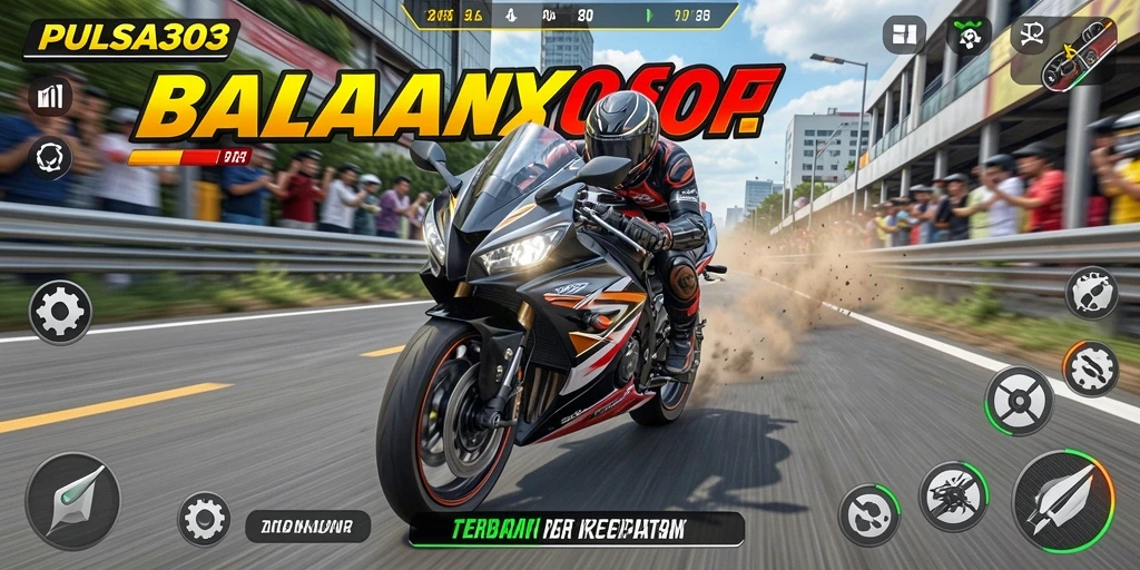 Screenshot PULSA303 menampilkan aksi balapan motor yang mendebarkan.