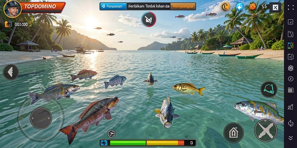 Gameplay seru Tembak Ikan di TOPDOMINO.
